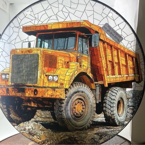 Suncatcher Acrylic Yellow Construction Dump Truck Machinery 8” Boy Room Decor - Picture 2 of 2